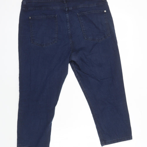 M&S Womens Blue Cotton Cropped Jeans Size 18 L20 in Regular