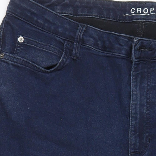 M&S Womens Blue Cotton Cropped Jeans Size 18 L20 in Regular