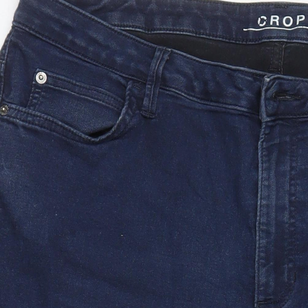 M&S Womens Blue Cotton Cropped Jeans Size 18 L20 in Regular