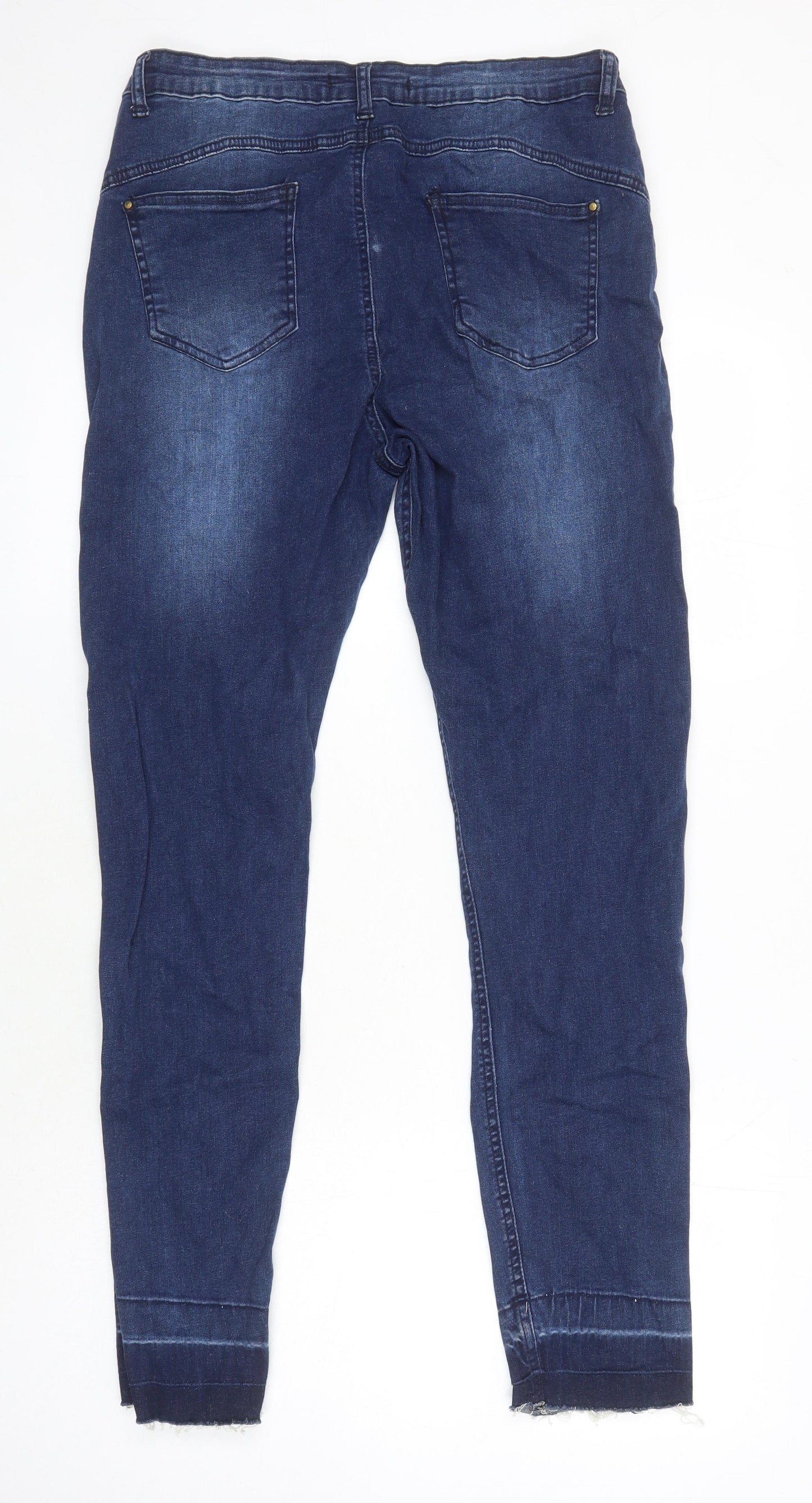 Select Womens Blue Cotton Skinny Jeans Size 16 L29 in Regular - Distressed Hems