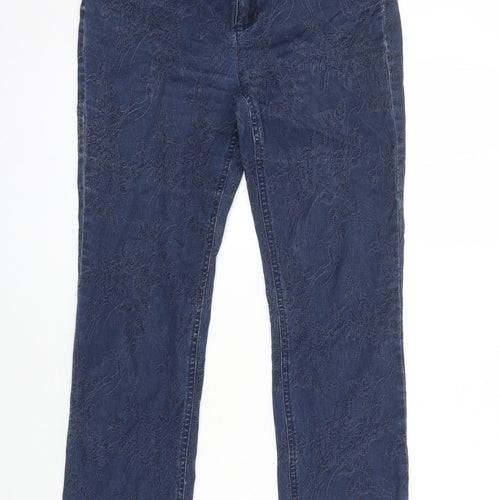 M&S Womens Blue Cotton Straight Jeans Size 8 L25 in Regular