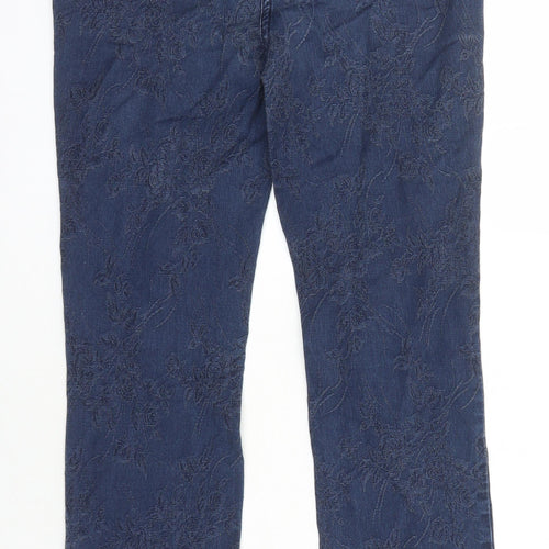 M&S Womens Blue Cotton Straight Jeans Size 8 L25 in Regular