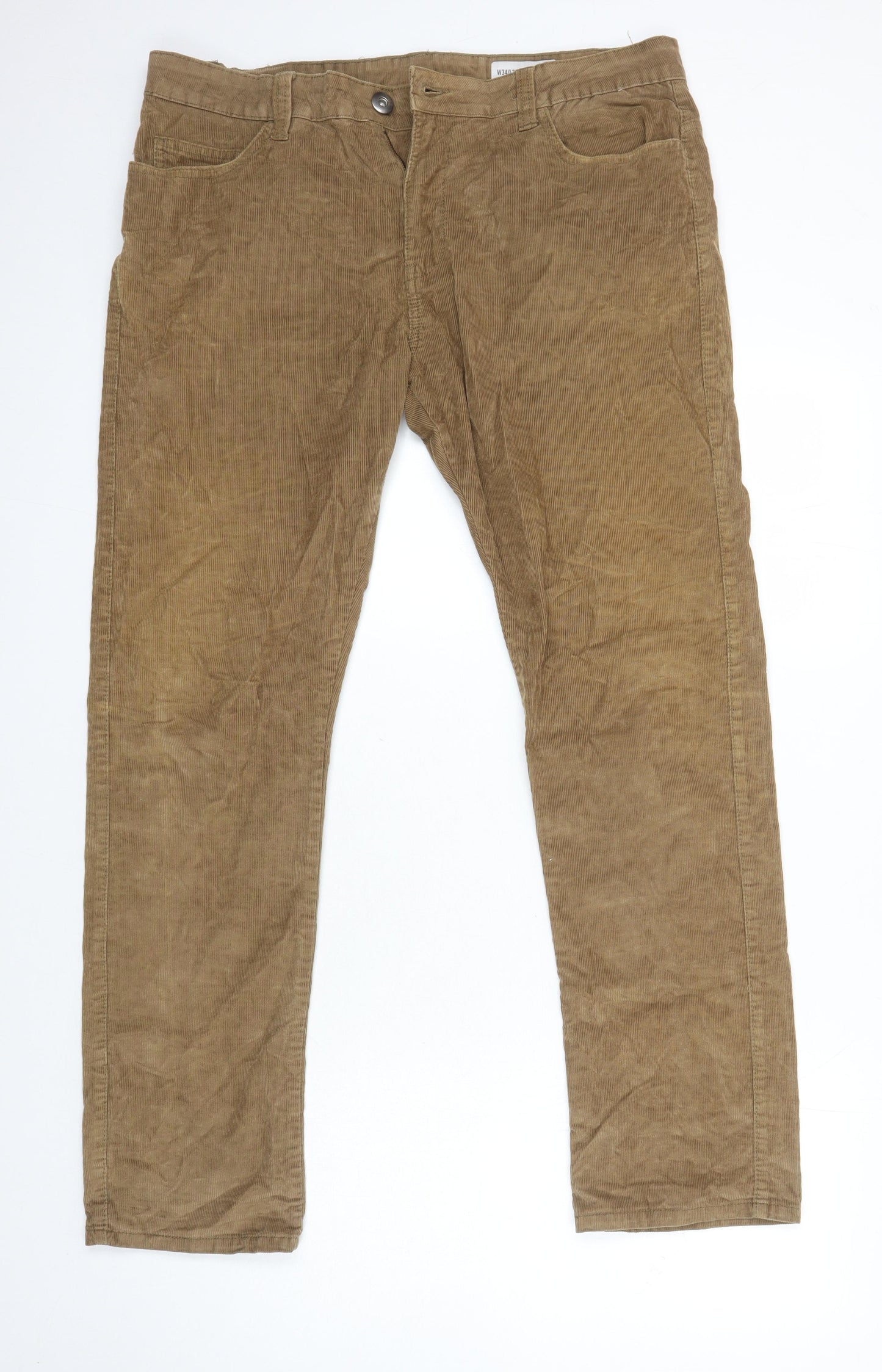 Denim Co. Mens Brown Herringbone Cotton Straight Jeans Size 34 in L28 in Regular