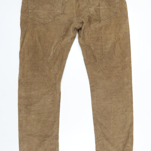 Denim Co. Mens Brown Herringbone Cotton Straight Jeans Size 34 in L28 in Regular