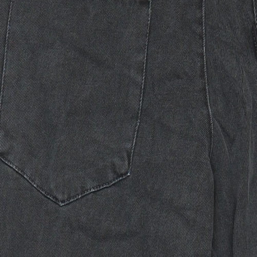 Minga Womens Black Geometric Cotton Wide-Leg Jeans Size 6 L26 in Relaxed - Heart motifs
