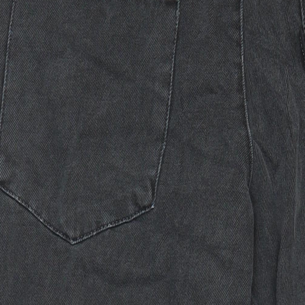Minga Womens Black Geometric Cotton Wide-Leg Jeans Size 6 L26 in Relaxed - Heart motifs