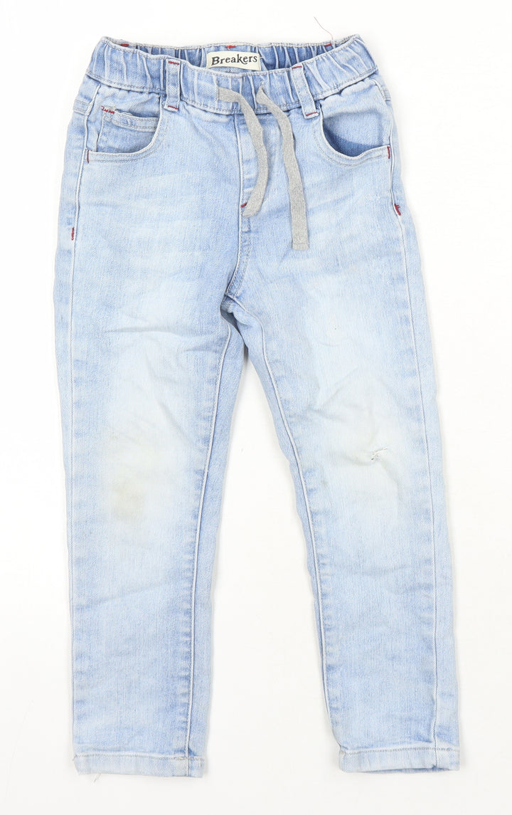 Breakers Girls Blue Ikat 100% Cotton Straight Jeans Size 4 Years Regular - Pockets