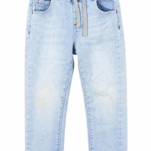 Breakers Girls Blue Ikat 100% Cotton Straight Jeans Size 4 Years Regular - Pockets