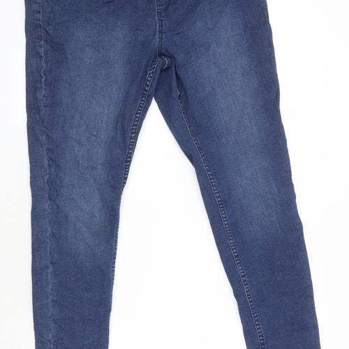 M&S Womens Blue Cotton Jegging Jeans Size 14 L23 in Regular - Elasticated Waist