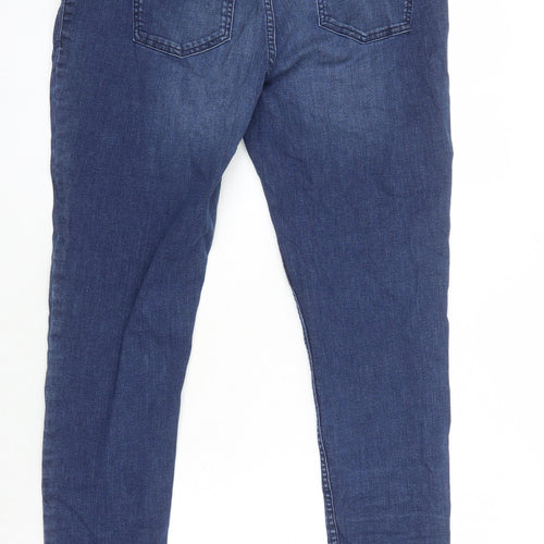 M&S Womens Blue Cotton Jegging Jeans Size 14 L23 in Regular - Elasticated Waist