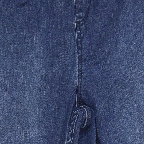 M&S Womens Blue Cotton Jegging Jeans Size 14 L23 in Regular - Elasticated Waist