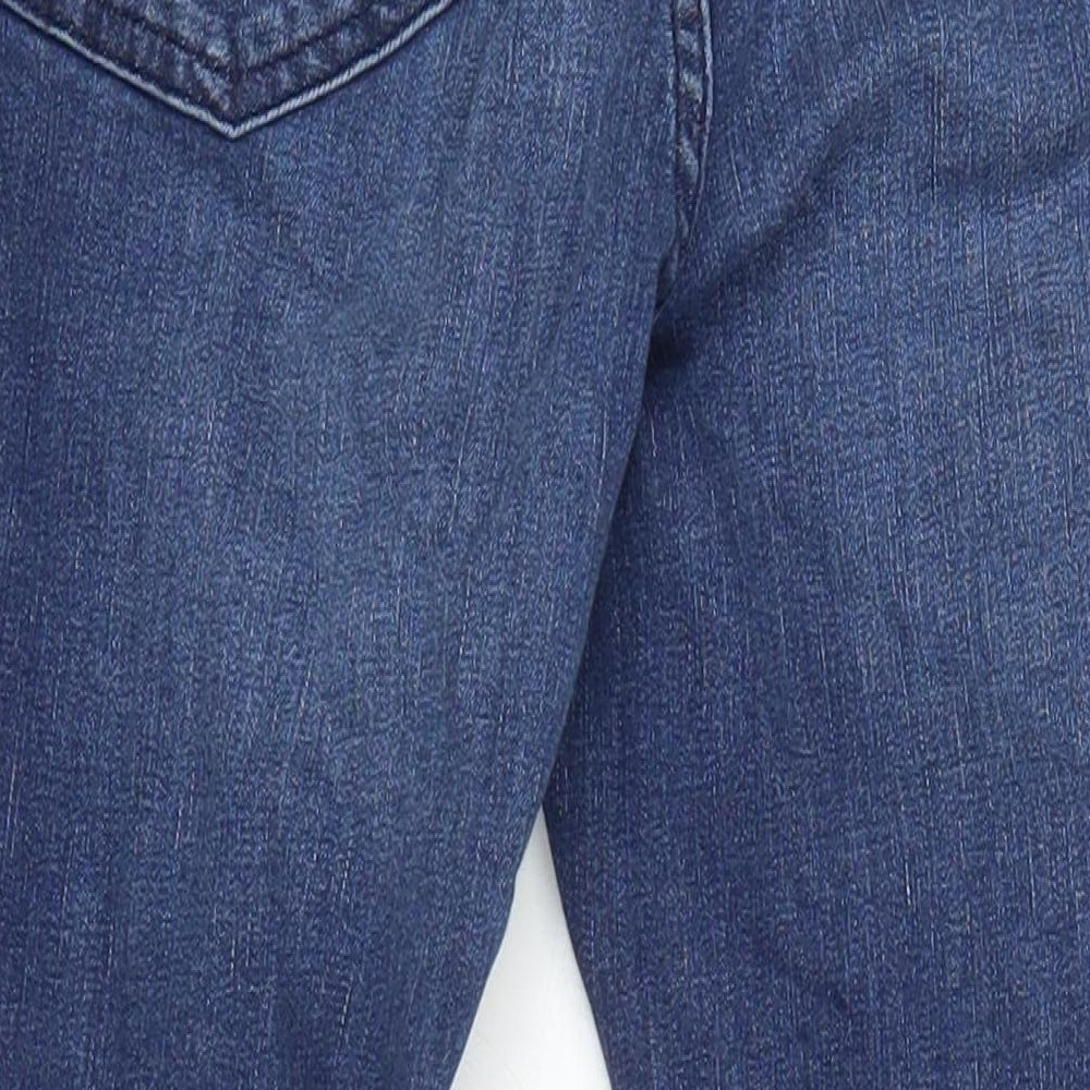 M&S Womens Blue Cotton Jegging Jeans Size 14 L23 in Regular - Elasticated Waist