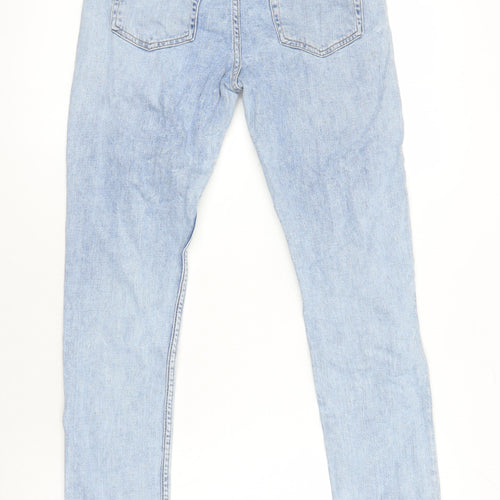 H&M Girls Blue Cotton Skinny Jeans Size 13 Years L28 in Regular - Elasticated Waist Distressed Look