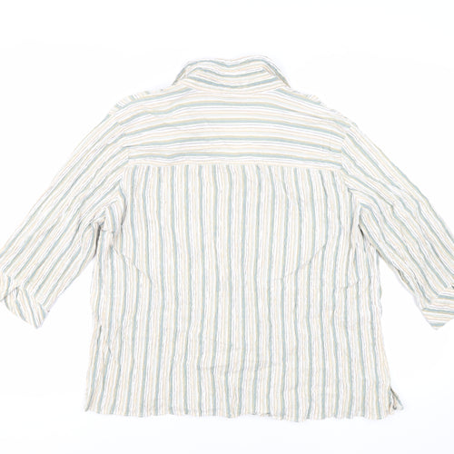 EWM Womens Green Striped Cotton Basic Button-Up Size 22 Collared