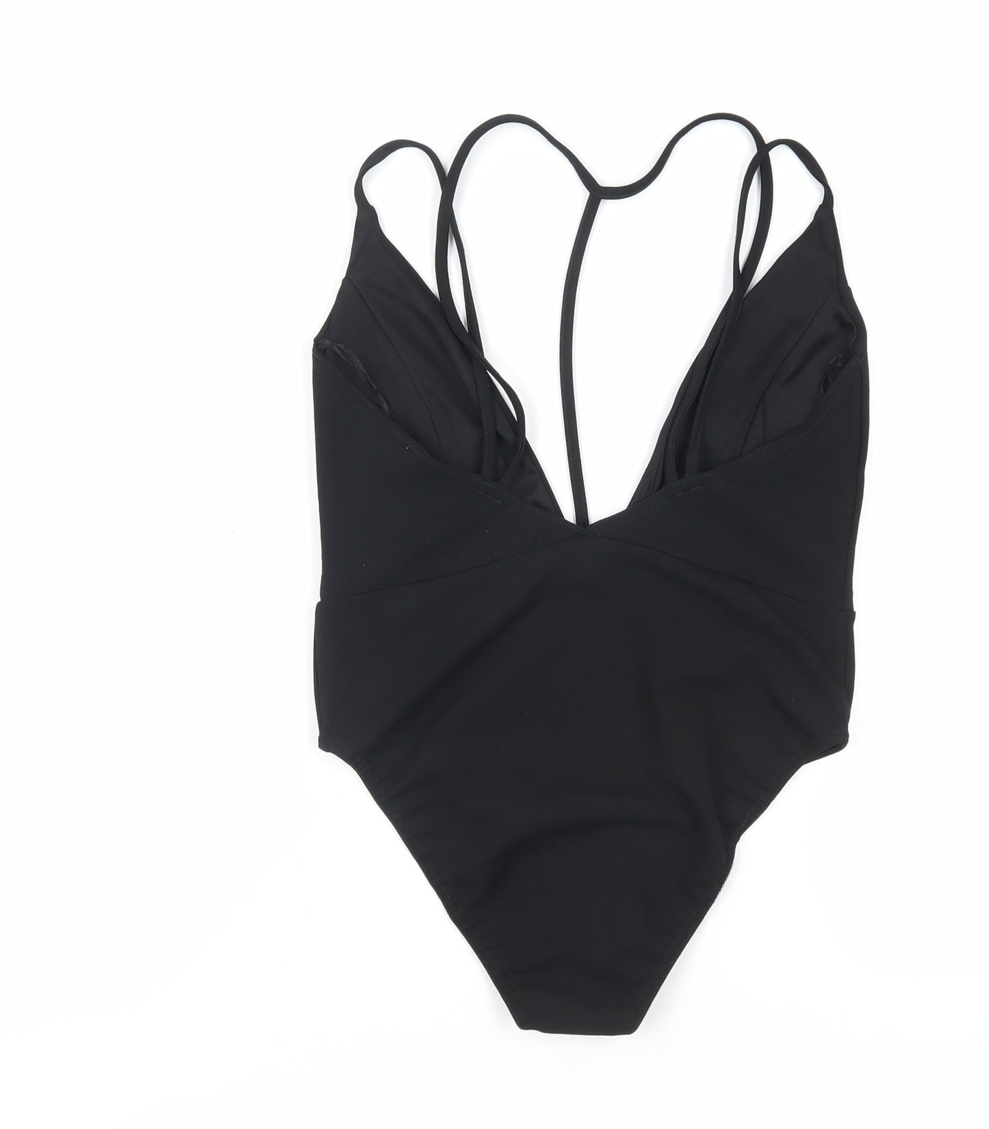 Missguided Womens Black Polyester Bodysuit One-Piece Size 10 Snap - Strappy