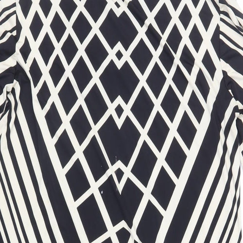 Wallis Womens Black Geometric Viscose Tunic Blouse Size S Round Neck - Keyhole Neckline