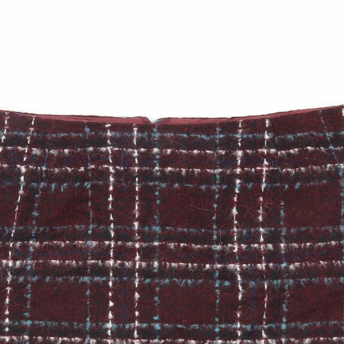 New Look Womens Red Plaid Acrylic Mini Skirt Size 10 Zip - Lined