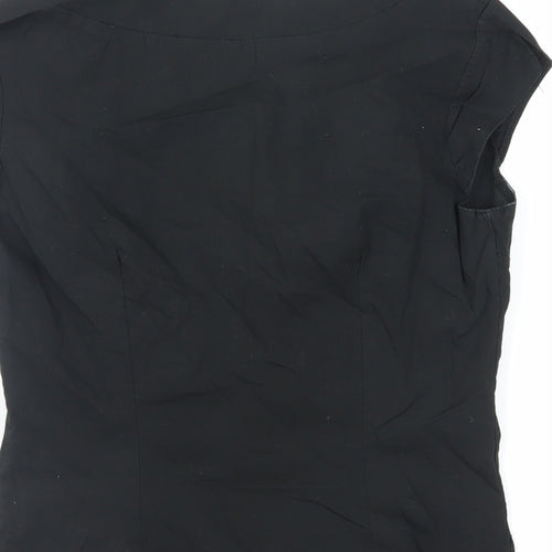 River Island Womens Black Cotton Basic Blouse Size 10 V-Neck - Wrap Front Detail