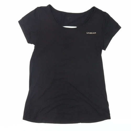 LA Gear Womens Black Polyester Pullover T-Shirt Size S Boat Neck Pullover - Gym Running Pilates Workout
