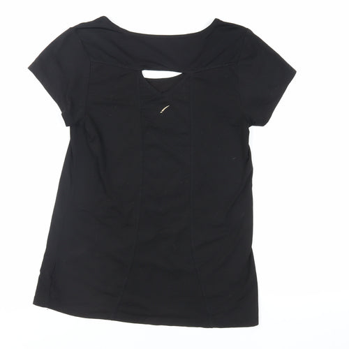 LA Gear Womens Black Polyester Pullover T-Shirt Size S Boat Neck Pullover - Gym Running Pilates Workout