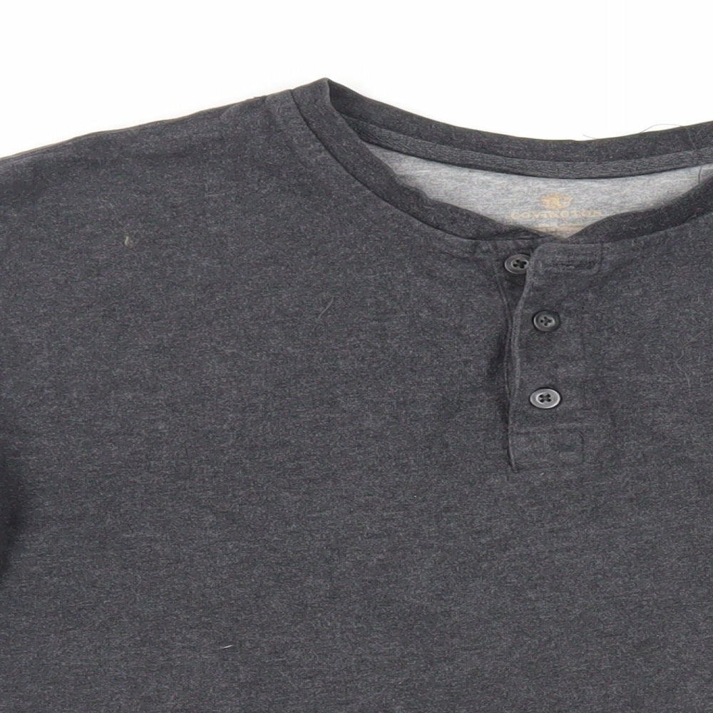 Covington Mens Grey Cotton T-Shirt Size M Henley