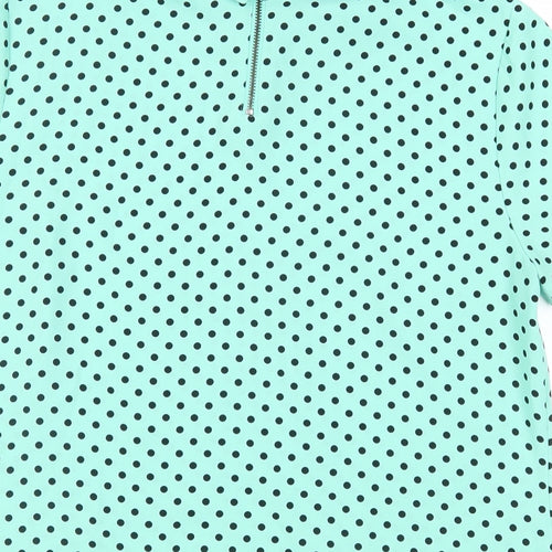Marks and Spencer Womens Green Polka Dot Polyester Basic Blouse Size 10 Collared