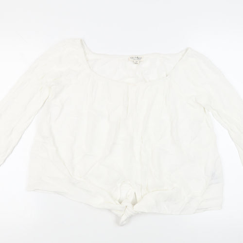 Miss Selfridge Womens White Viscose Basic Blouse Size 10 Off the Shoulder - Tie Front