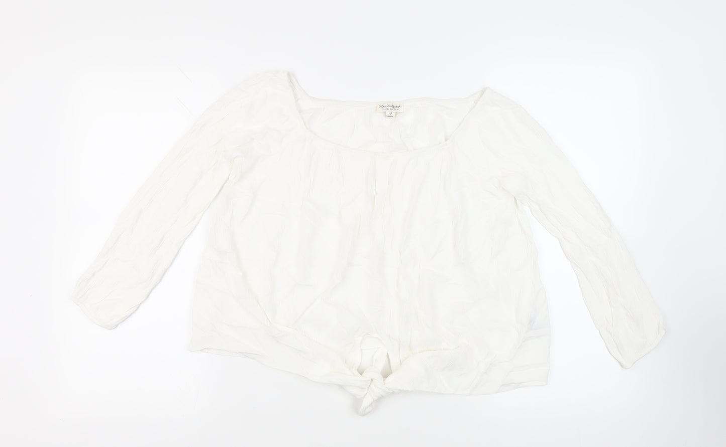 Miss Selfridge Womens White Viscose Basic Blouse Size 10 Off the Shoulder - Tie Front