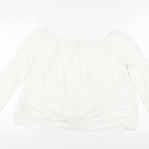 Miss Selfridge Womens White Viscose Basic Blouse Size 10 Off the Shoulder - Tie Front