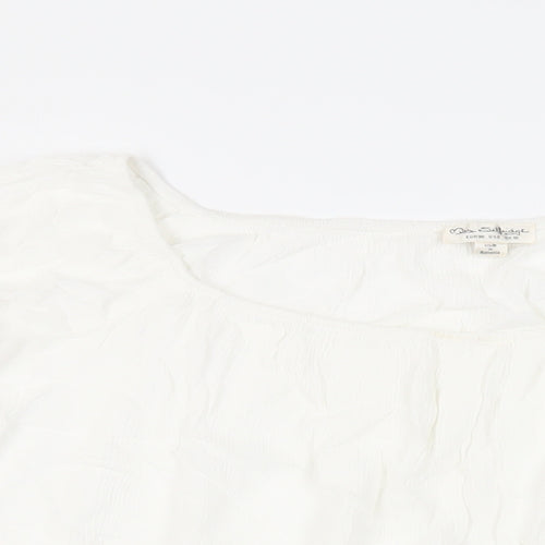 Miss Selfridge Womens White Viscose Basic Blouse Size 10 Off the Shoulder - Tie Front