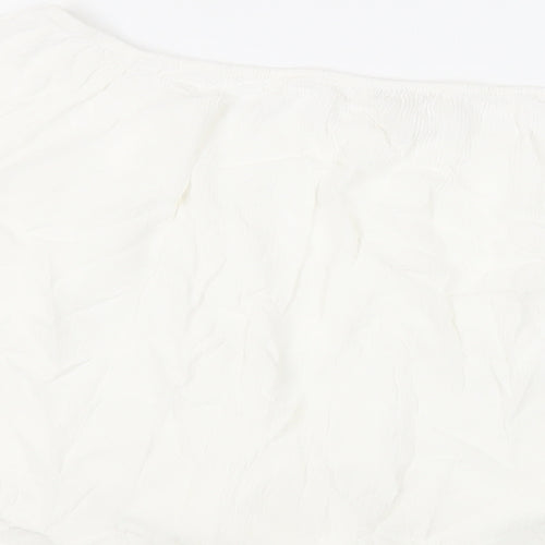 Miss Selfridge Womens White Viscose Basic Blouse Size 10 Off the Shoulder - Tie Front