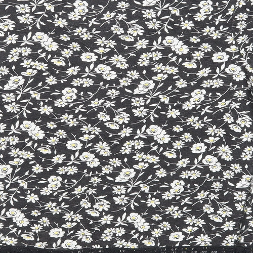 NEXT Womens Black Floral Cotton Basic T-Shirt Size 6 Round Neck - Crocheted Lace Detail