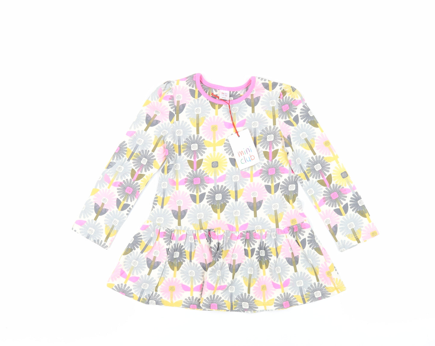 Mini Club Girls Multicoloured Floral Cotton Pullover T-Shirt Size 2-3 Years Crew Neck Pullover - Peplum