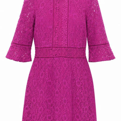 Oasis Womens Purple Cotton A-Line Size S Round Neck Zip