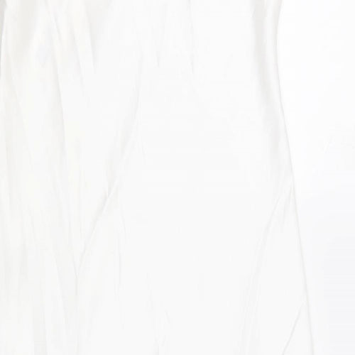 Zara Womens White Polyester Slip Dress Size M Square Neck Zip
