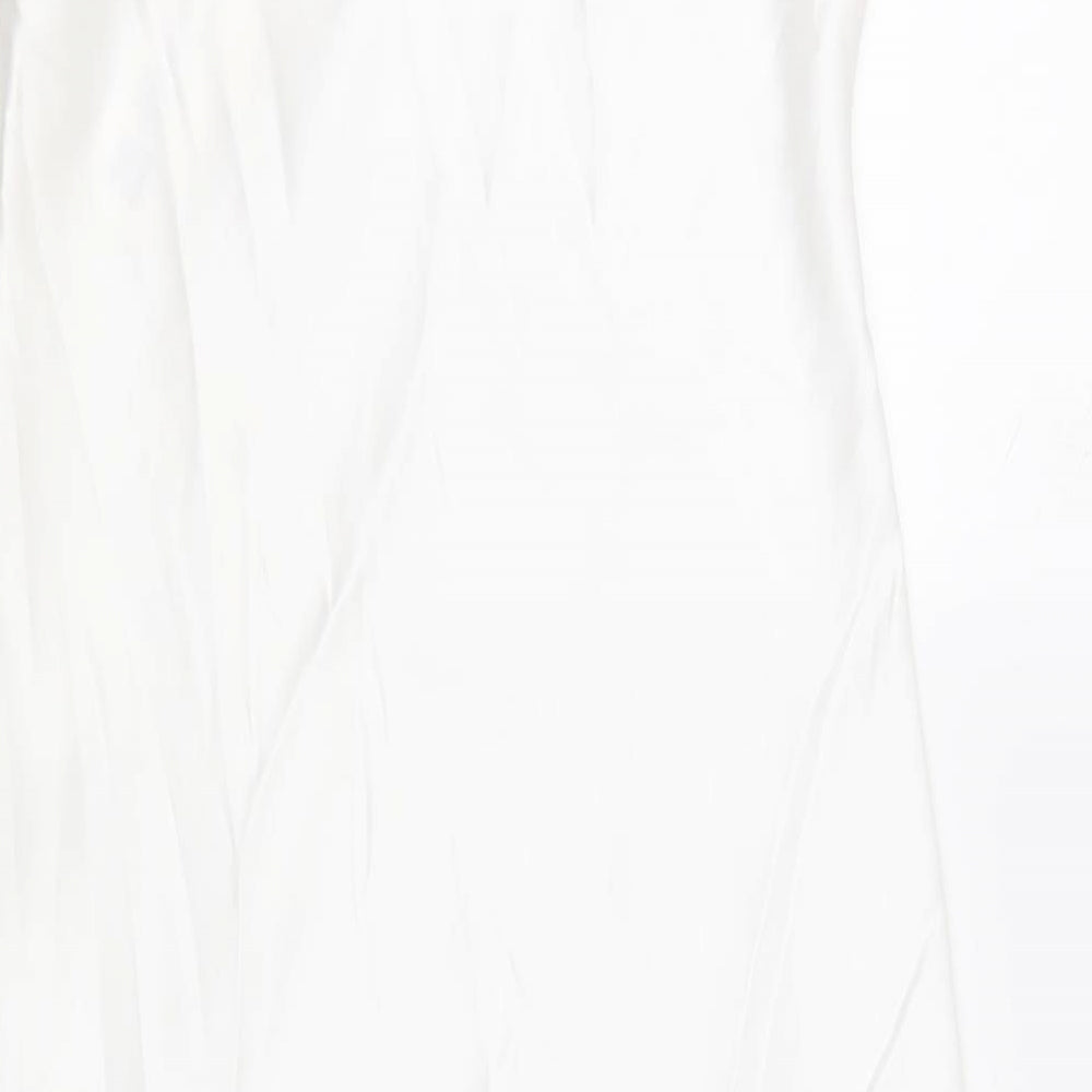 Zara Womens White Polyester Slip Dress Size M Square Neck Zip