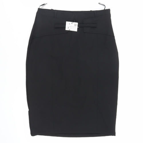Zara Womens Black Polyester Straight & Pencil Skirt Size S Zip