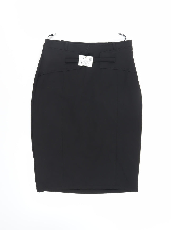 Zara Womens Black Polyester Straight & Pencil Skirt Size S Zip
