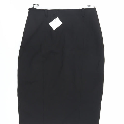 Zara Womens Black Polyester Straight & Pencil Skirt Size S Zip