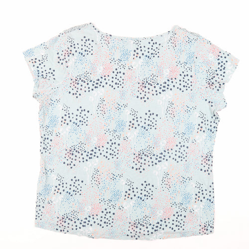MANTARAY PRODUCTS Womens Blue Geometric Cotton Basic T-Shirt Size 20 V-Neck