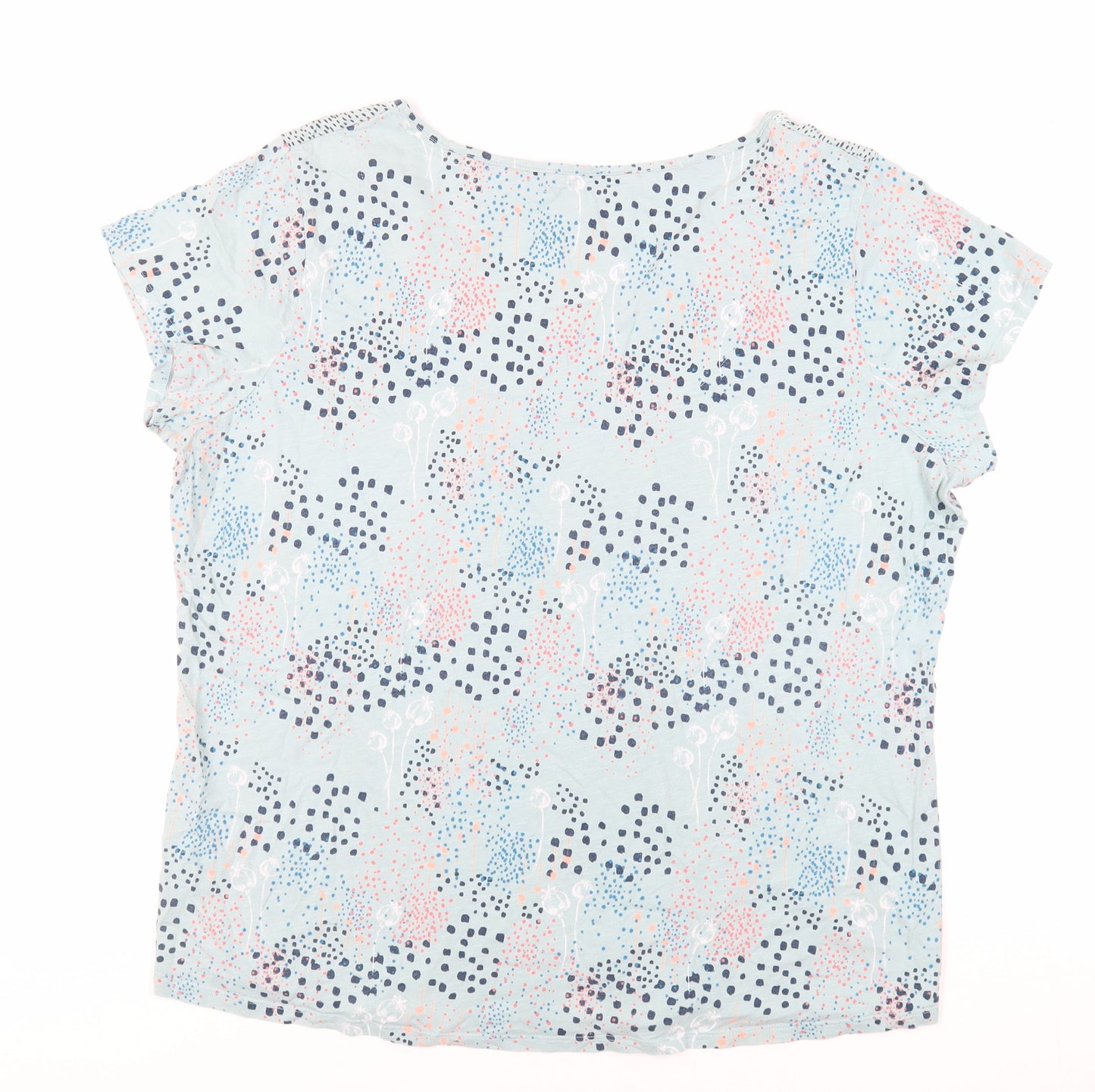 MANTARAY PRODUCTS Womens Blue Geometric Cotton Basic T-Shirt Size 20 V-Neck