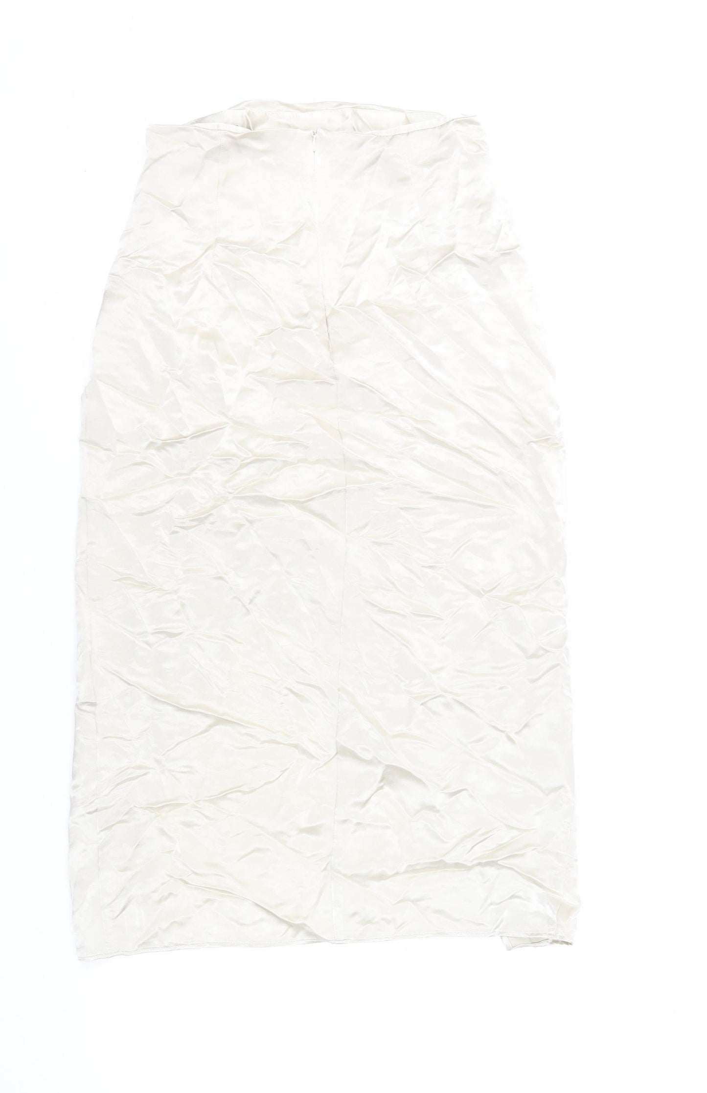 Zara Womens Beige Polyester Straight & Pencil Skirt Size M Zip - Wrap Front Detail