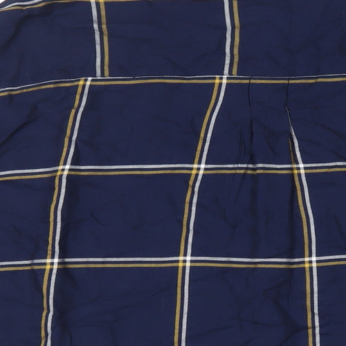 Damart Womens Blue Plaid Viscose Basic Button-Up Size 24 Collared