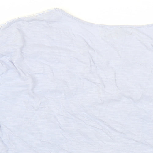 NEXT Womens Blue Cotton Basic T-Shirt Size 16 Boat Neck - Embroidered