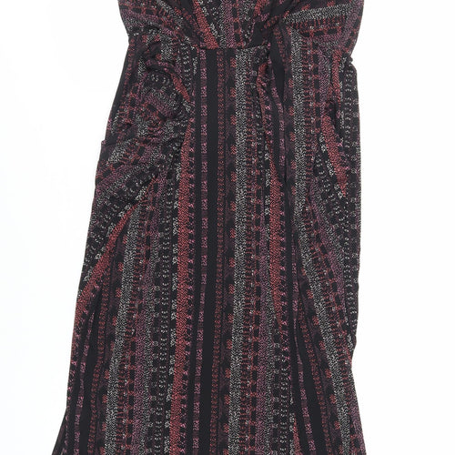 BCBGeneration Womens Black Geometric Polyester Slip Dress Size S V-Neck Pullover