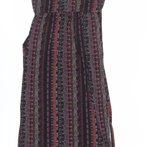 BCBGeneration Womens Black Geometric Polyester Slip Dress Size S V-Neck Pullover