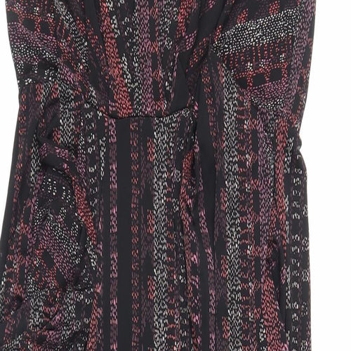 BCBGeneration Womens Black Geometric Polyester Slip Dress Size S V-Neck Pullover