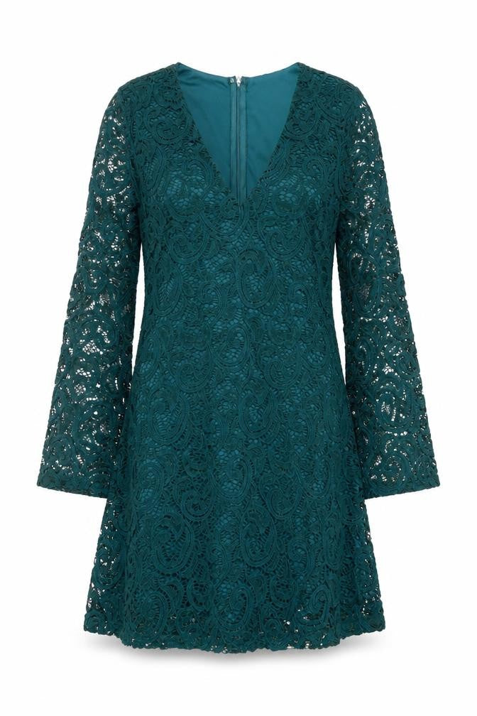 Front view of AX Paris women’s green polyester mini, size UK 8, v-neck zip