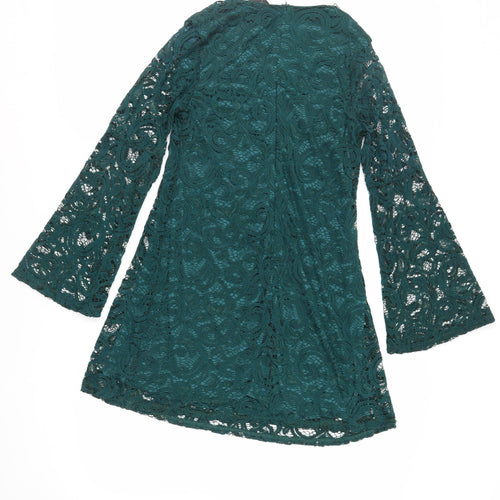 AX Paris Womens Green Polyester Mini Size 8 V-Neck Zip