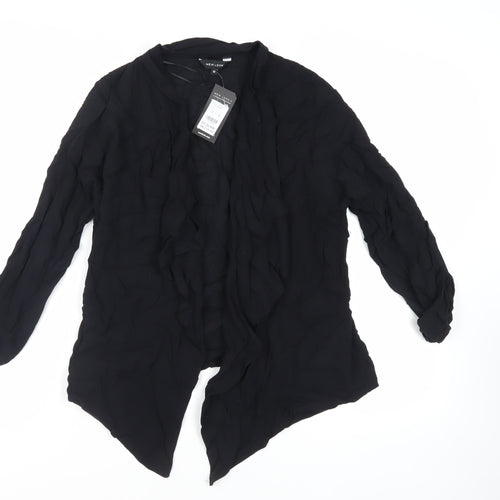 New Look Womens Black Viscose Kimono Blouse Size 10 V-Neck - Open